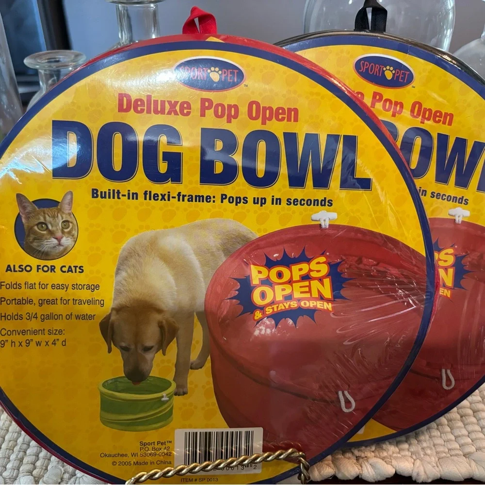 Sport Pet Deluxe Pop Open Dog Or Cat Bowl Travel Holds 3/4 Gal Water New NIP